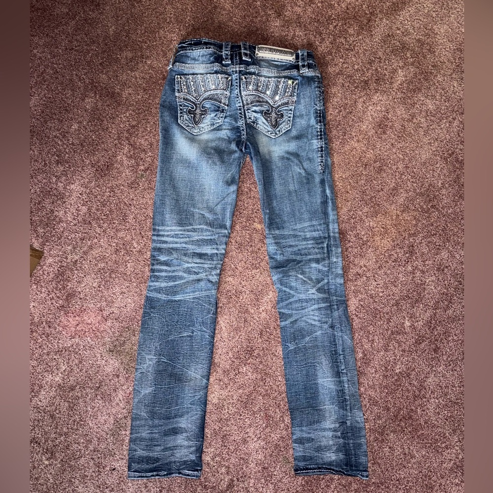 Rock Revival Straight Jeans with Embellished Pockets
